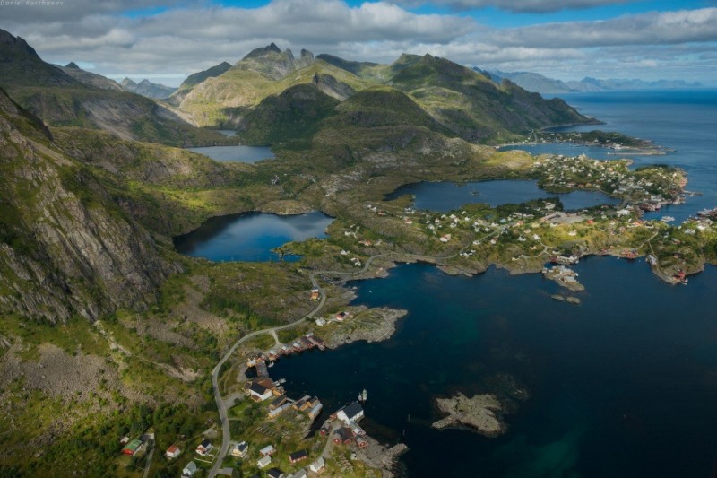 Лофотенские острова с птичьего полета, Норвегия