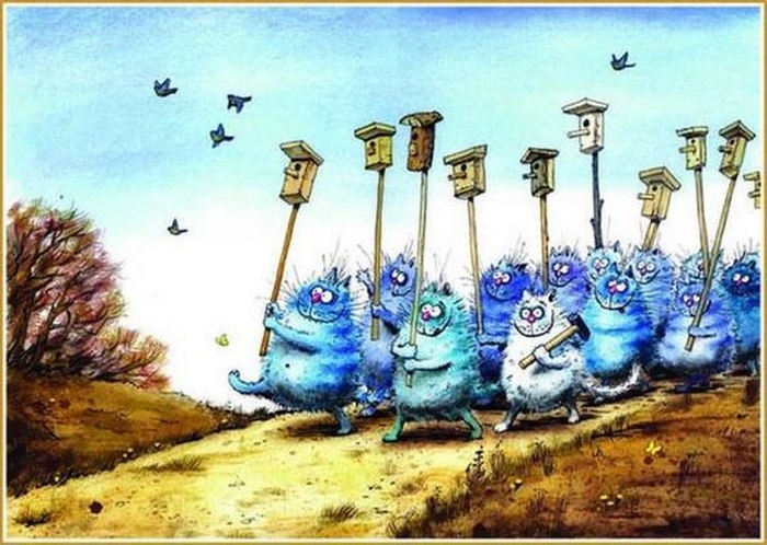 Синие котики от художницы из Минска