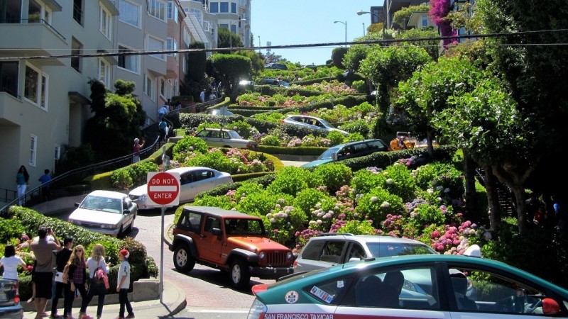 Ломбард-стрит - самая кривая улица в мире, Сан-Франциско