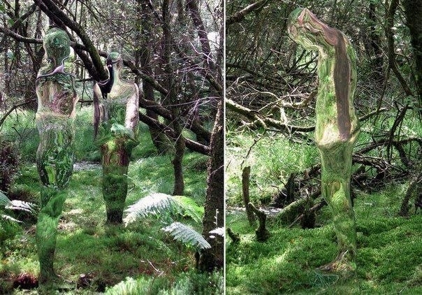 Стеклянные скульптуры-привидения в лесах Шотландии