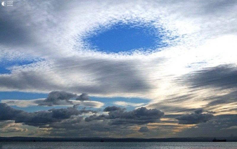 Эффект Fallstreak в перисто-кучевых облаках