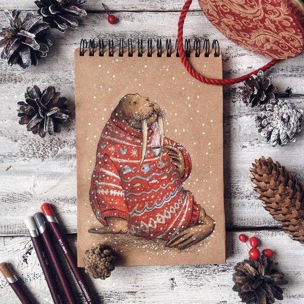 Талантливая художница Юлия Селина одела животных в теплые и уютные свитера