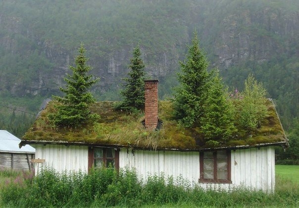 Деревушка в Норвегии возле горы Иннердален.