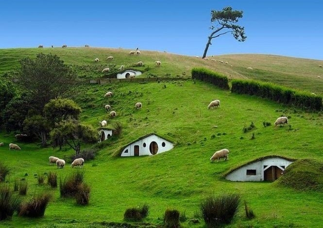 Хоббитон - знаменитое место, где снимался фильм Властелин колец, Матамата, Новая Зеландия