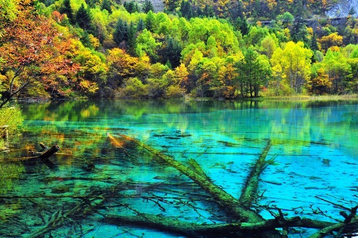 Озеро пяти цветов в Китае.