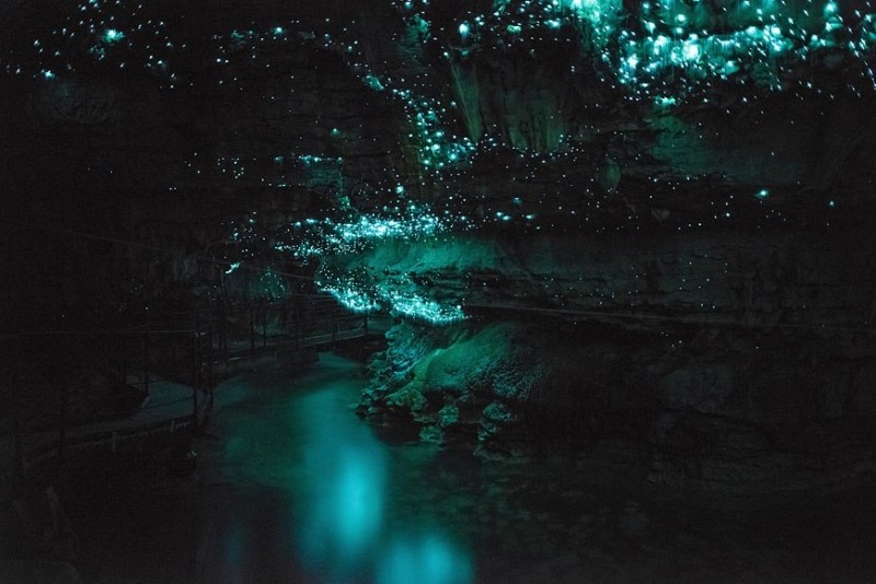 Звездное небо в пещере светлячков Вайтомо