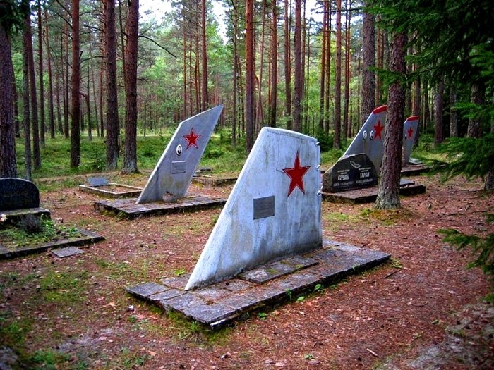 Необычное кладбище, где вместо надгробных камней стоят хвостовые кили боевых самолетов Необычное кладбище, где вместо надгробных камней стоят хвостовые кили боевых самолетов