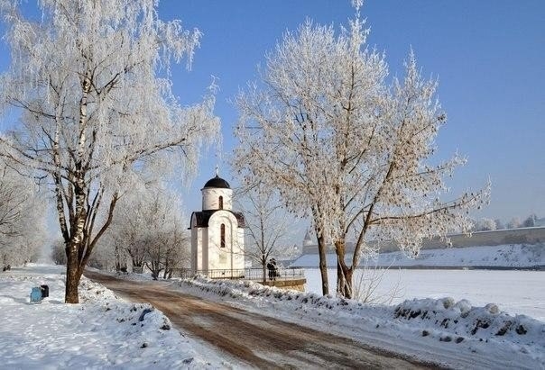 Зимний Псков, Россия.