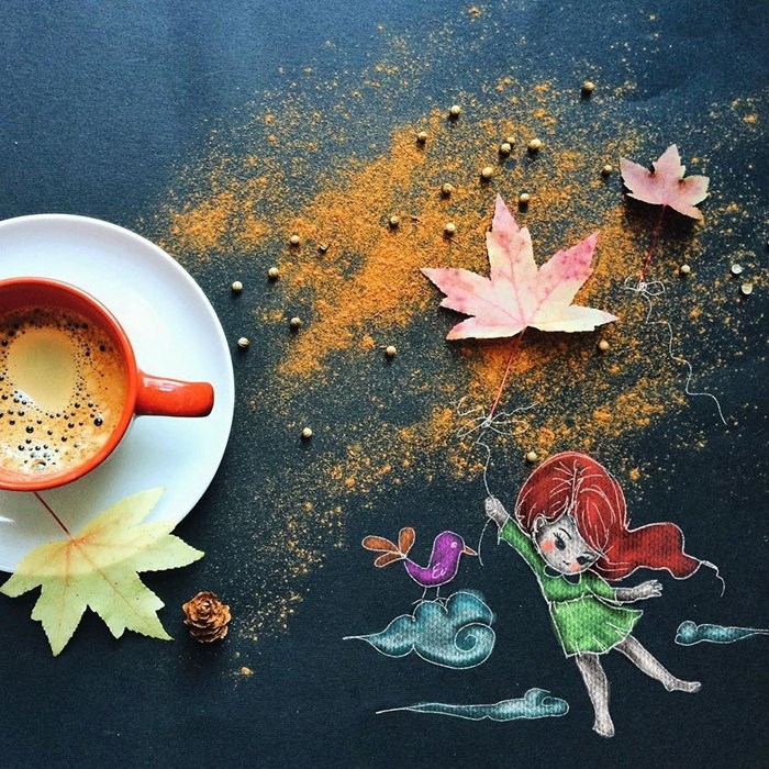 Очаровательные рисунки, дополняющие утренний кофе