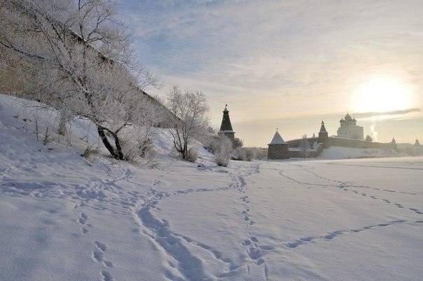 Зимний Псков, Россия.