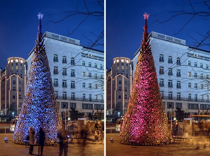 Рождественская ель, собранная из 5000 брёвен, установлена в центре Будапешта