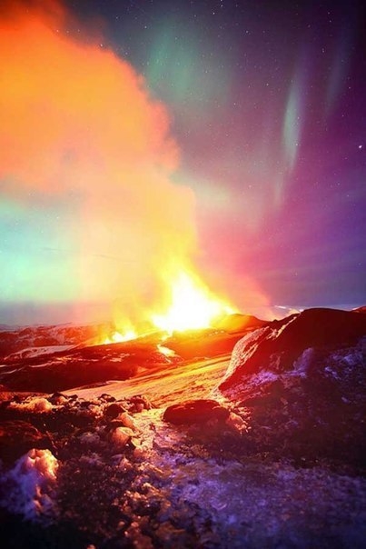 Ночи в Исландии, вулкан Эйяфьядлайёкюдль