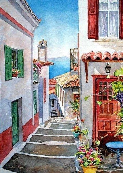 Солнечные акварели художника Pantelis D. Zografos. Для тех, кто соскучился по лету