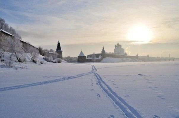 Зимний Псков, Россия.