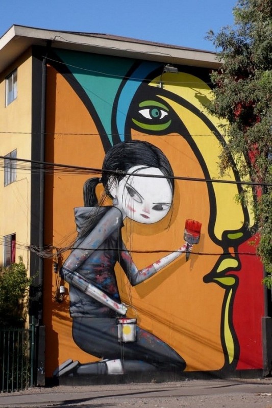 Шедевры уличного искусства в Сантьяго, Чили.