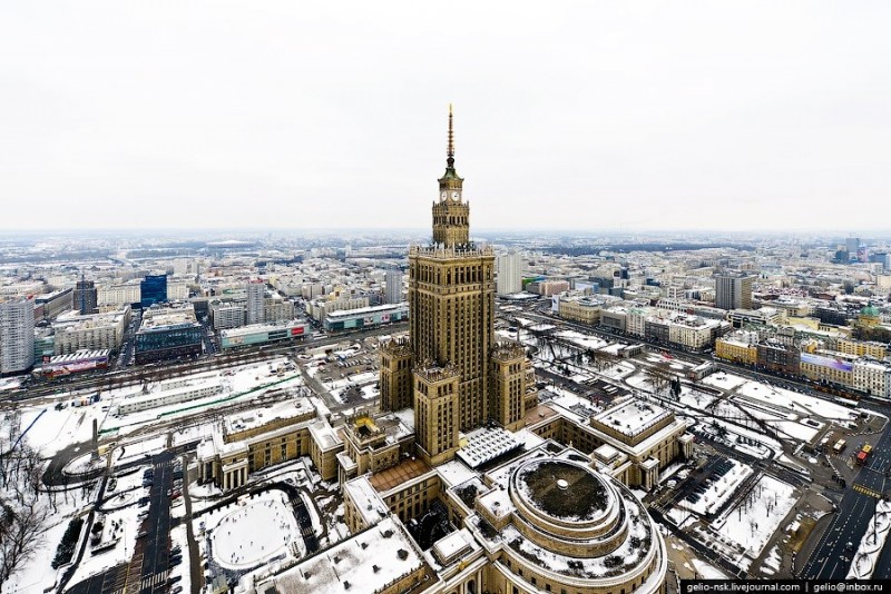 Зимняя Варшава с высоты, Польша