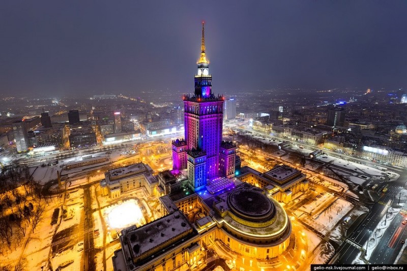 Зимняя Варшава с высоты, Польша